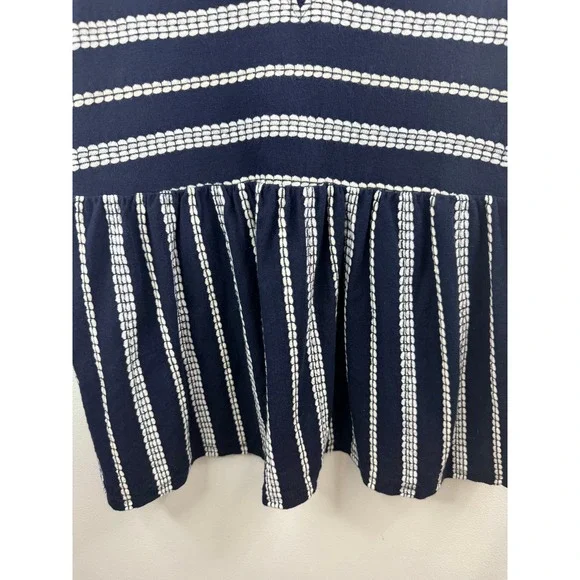 Altare'd State Navy White Stripe V Neck Peplum Top Sz M Cotton Casual Peasent - Picture 4 of 7